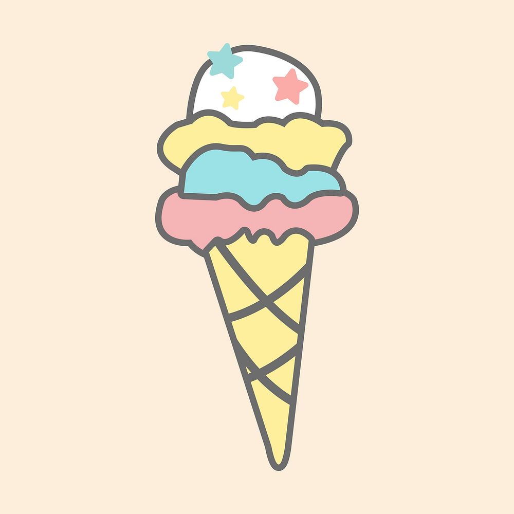 Colorful ice cream in a cone vector