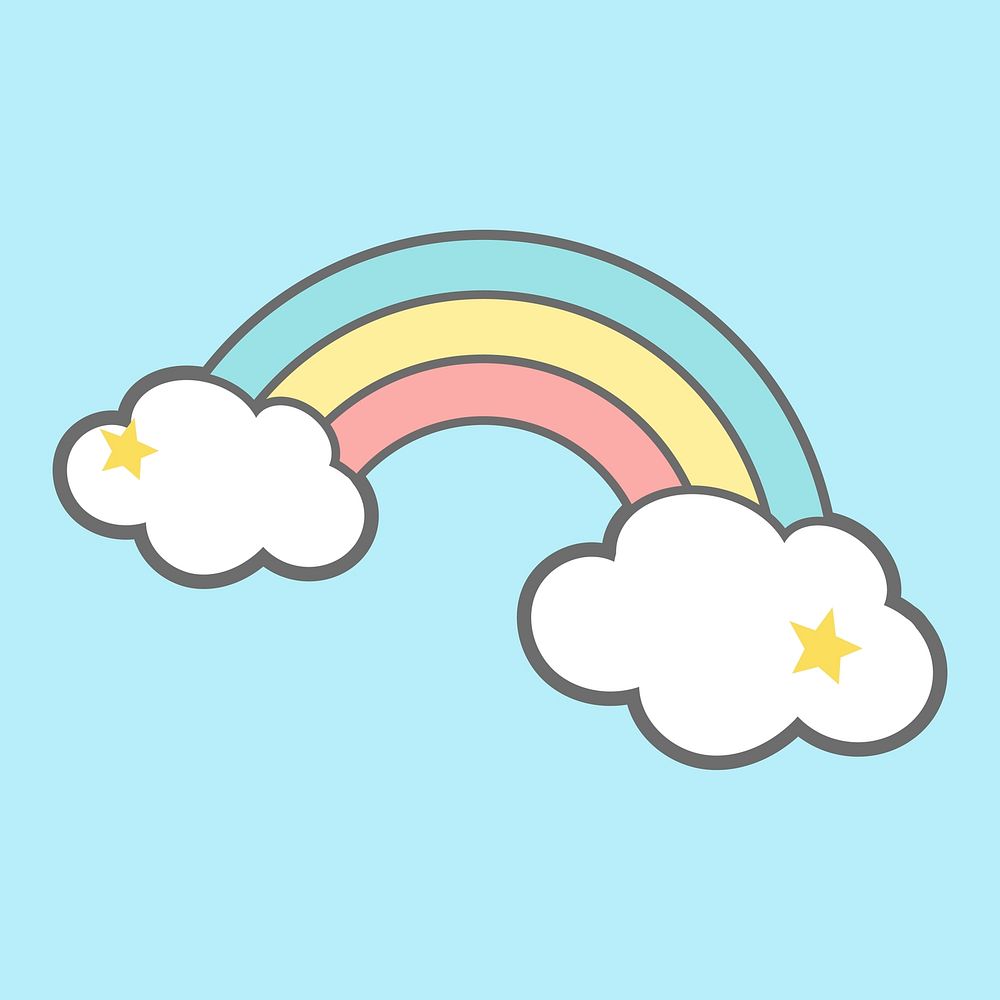 Rainbow on clouds magical vector