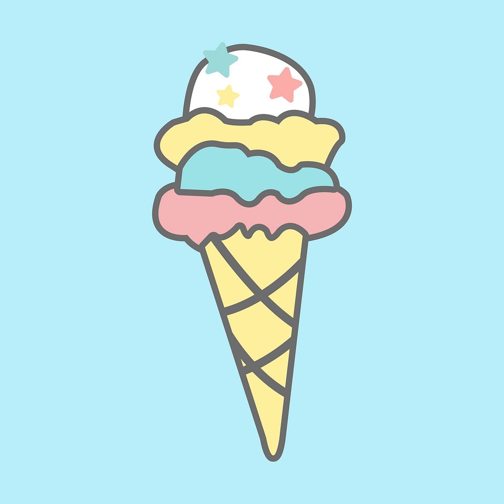 Colorful ice cream in a cone vector