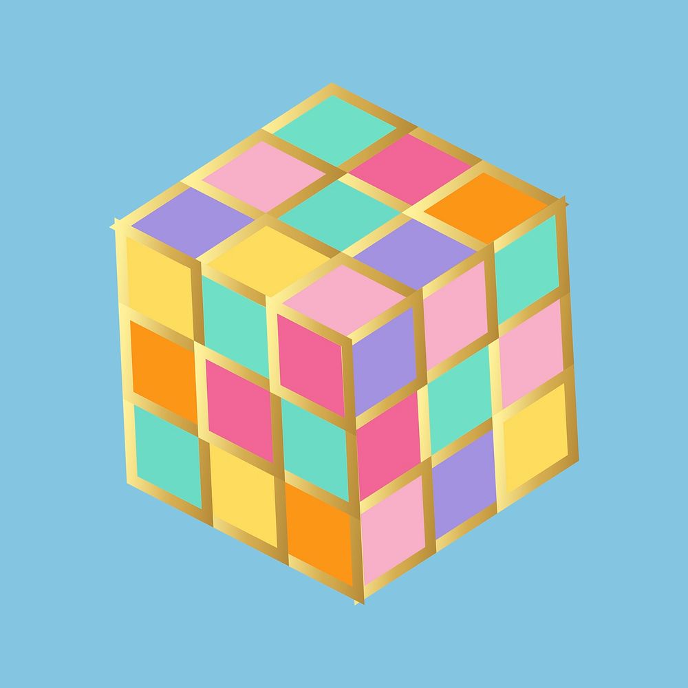 Rubik's cube in rainbow colors vector