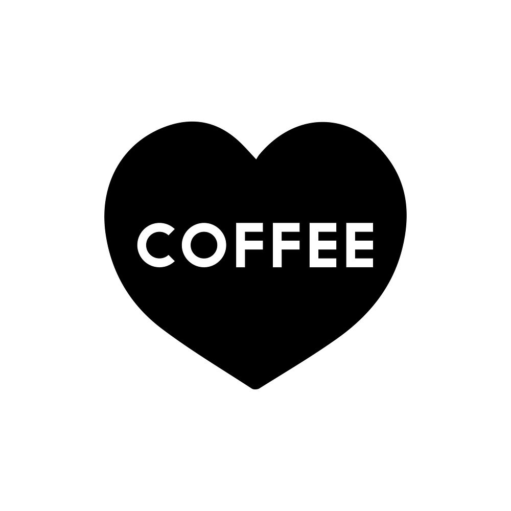 Heart icon with the word coffee vector
