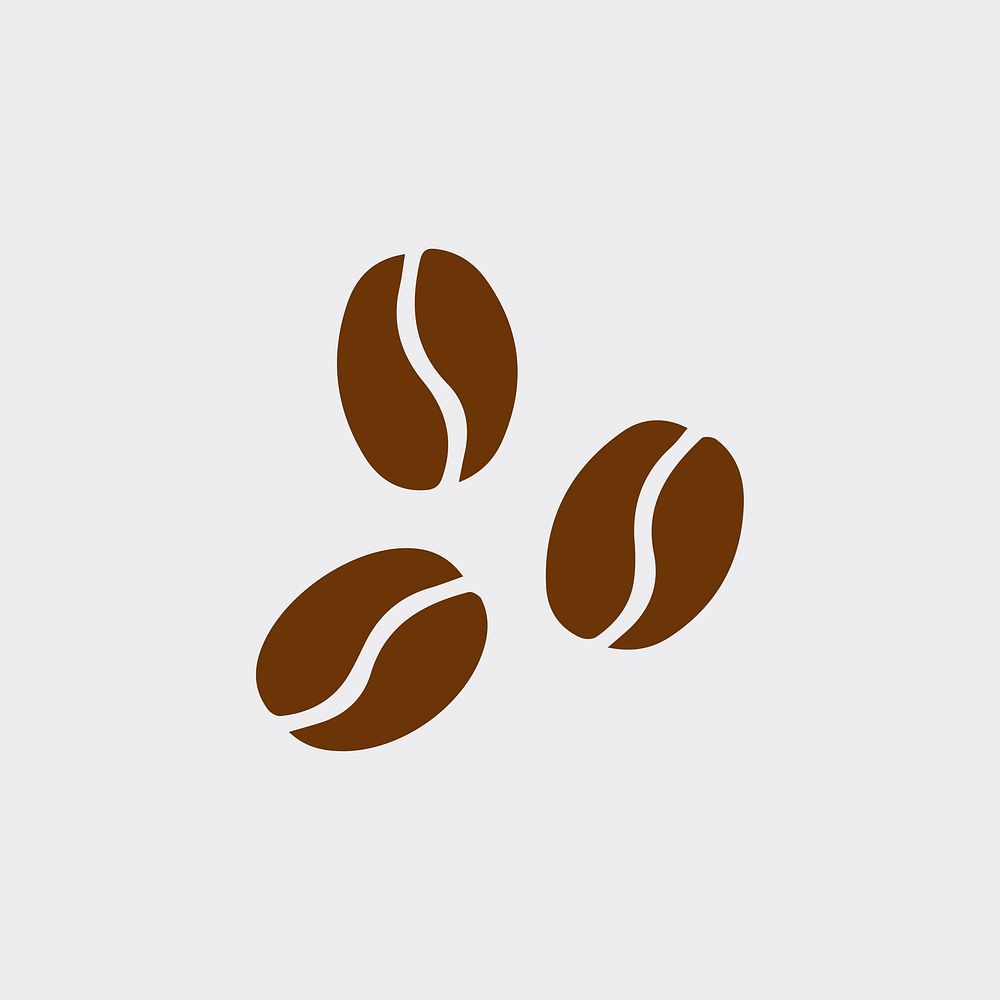 Three brown coffee beans vector