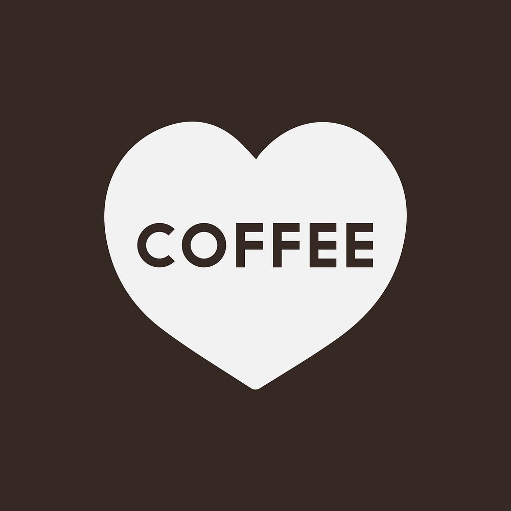 Heart icon with the word coffee vector