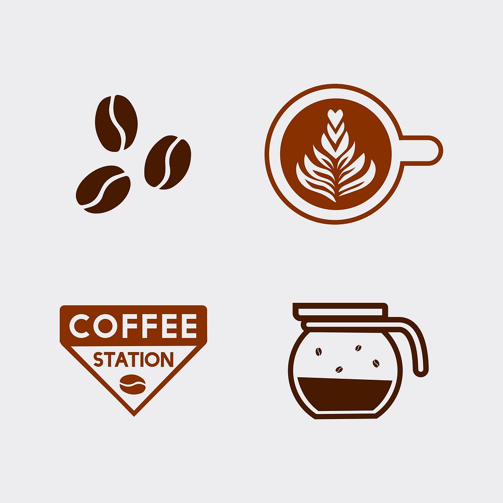 Set of coffee elements and coffee accessories vector
