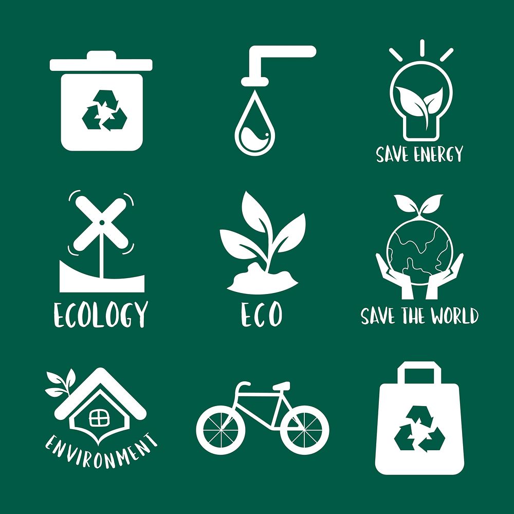 Environmental conservation symbol set illustration