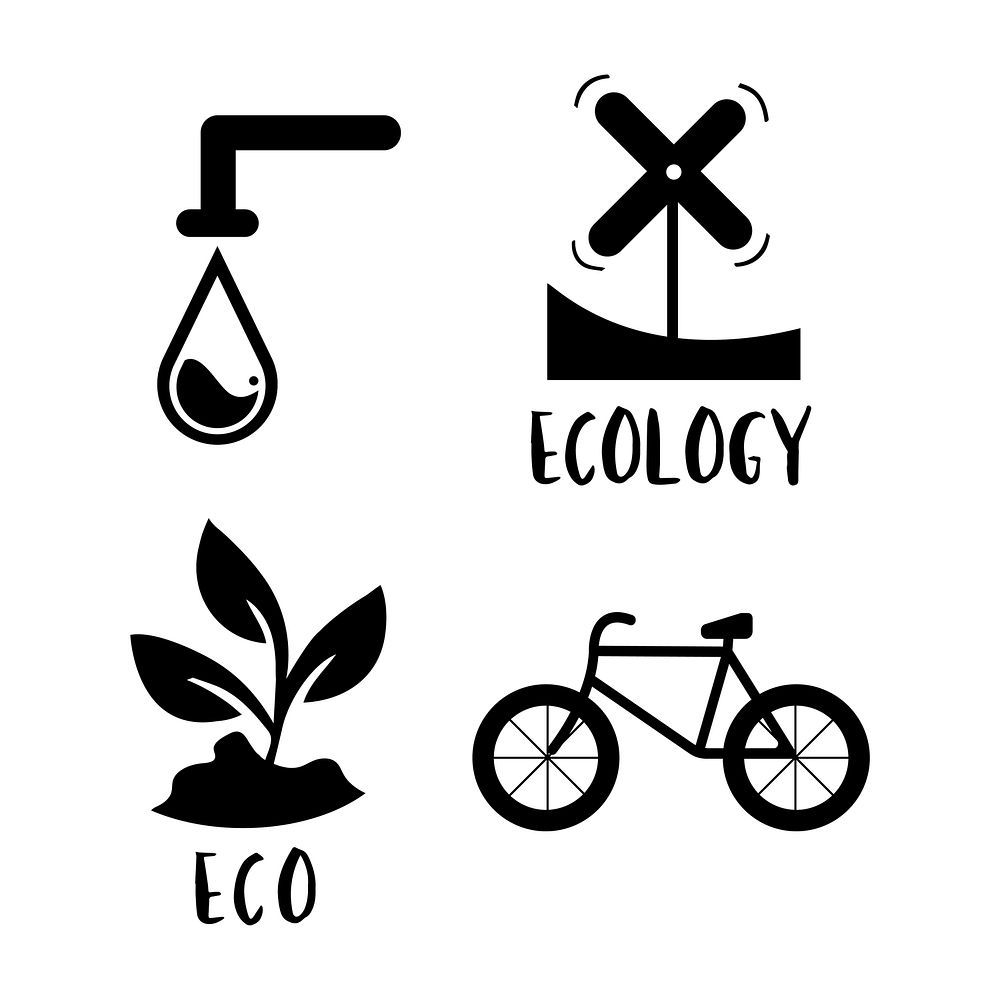 Environment conservation symbol set illustration