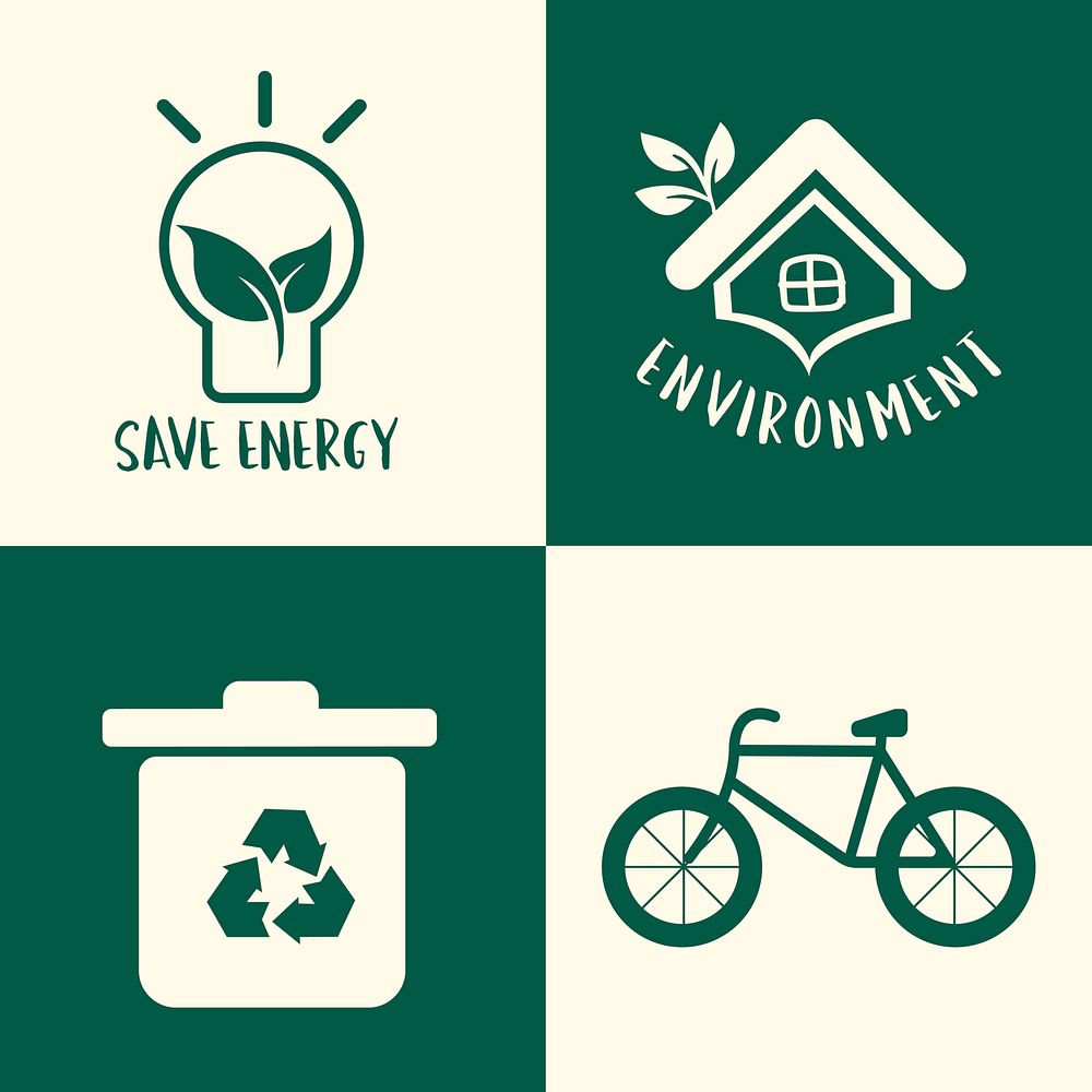 Environment conservation symbol set illustration