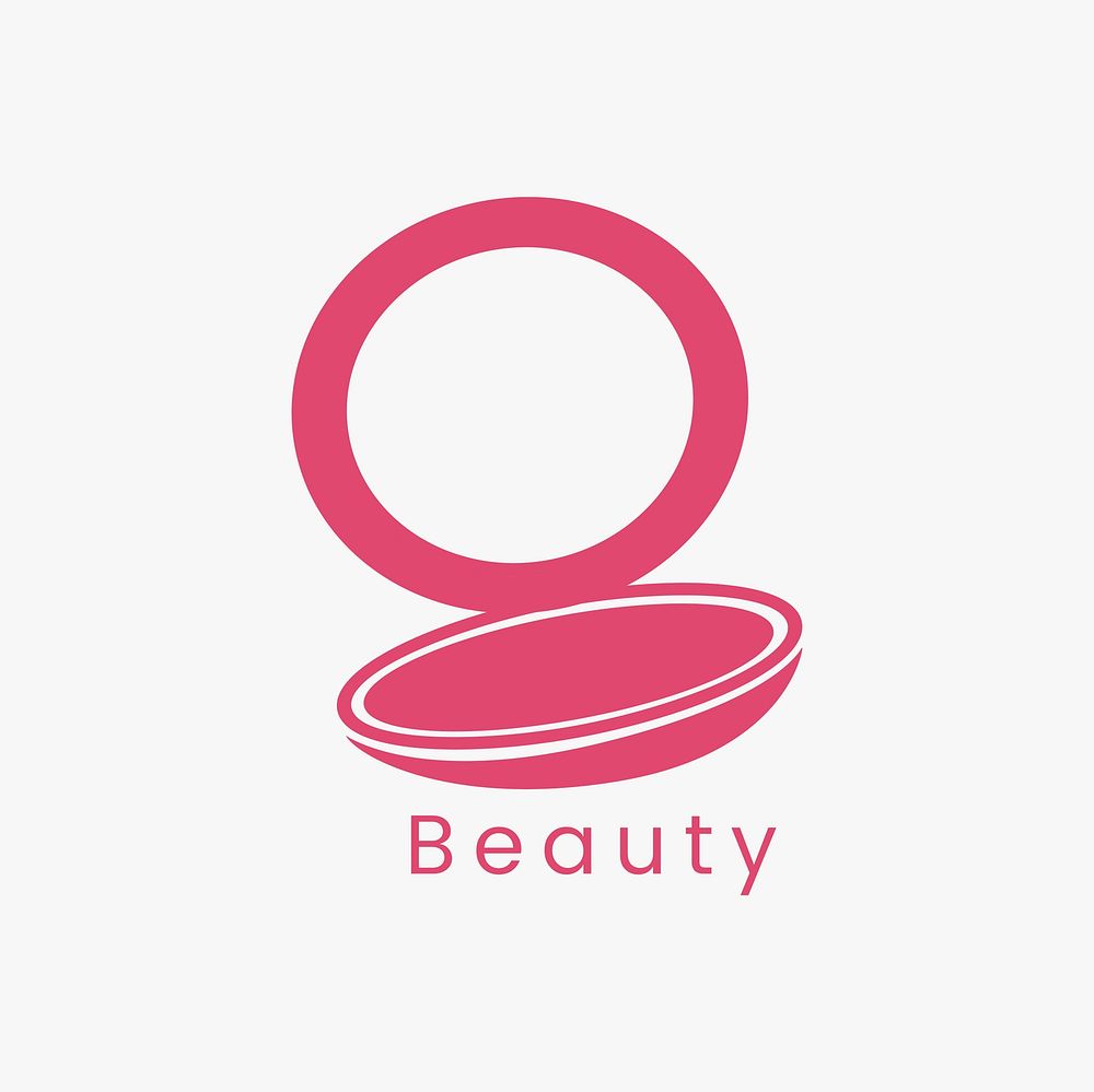 Pink compact powder icon cosmetic vector