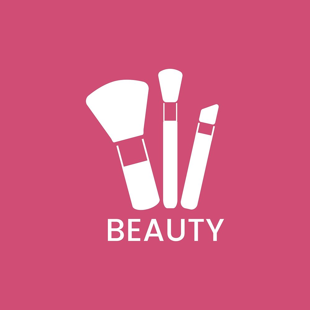 White makeup brushes icon cosmetic vector