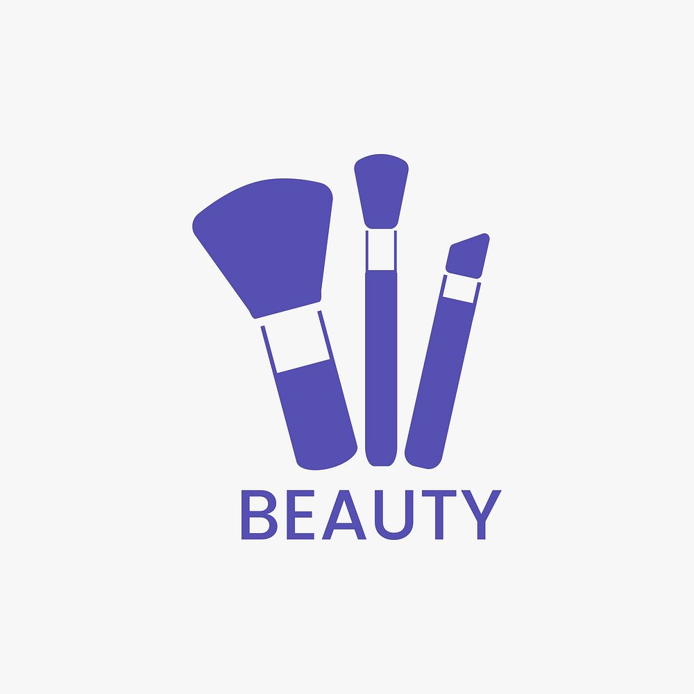 Blue makeup brushes icon cosmetic vector