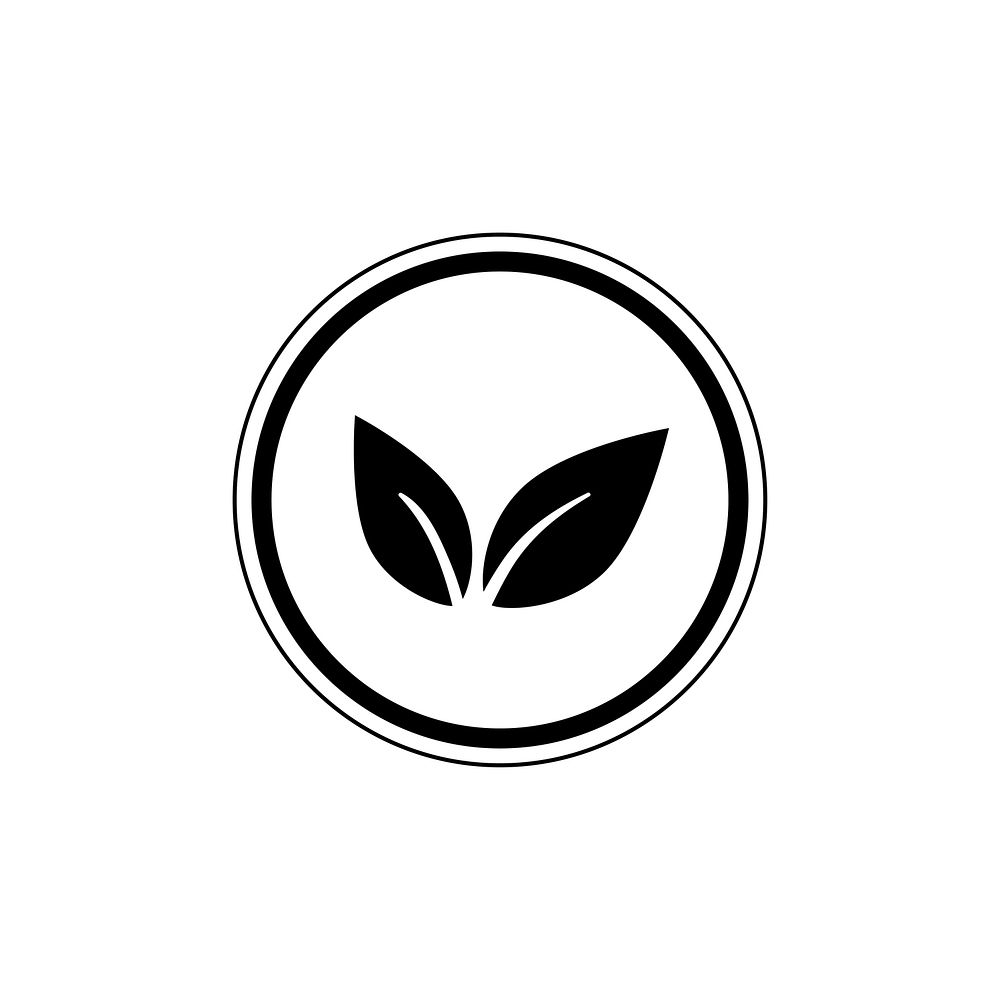 Black vegan logo vector in a circle