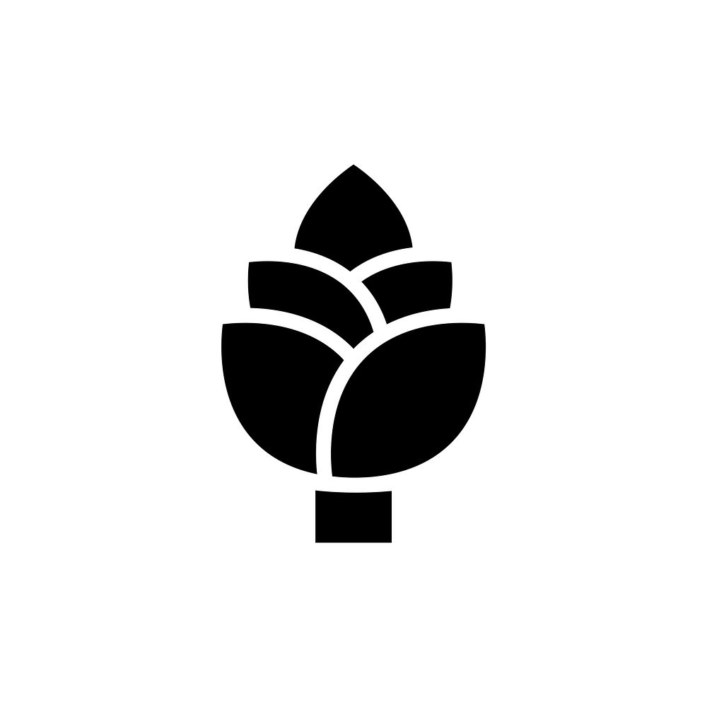 Black vegan logo vector isolated on white