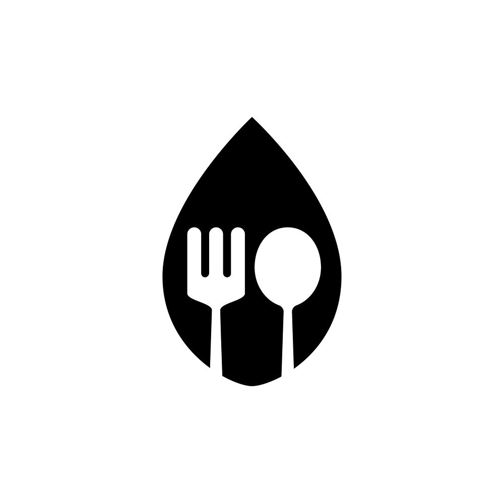 Spoon and fork logo in a leaf vector