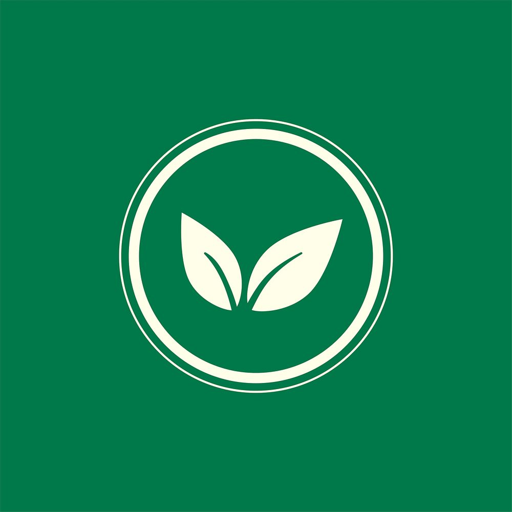 Green vegan logo vector in a circle