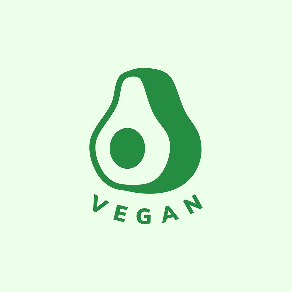 An avocado with the word vegan typography vector