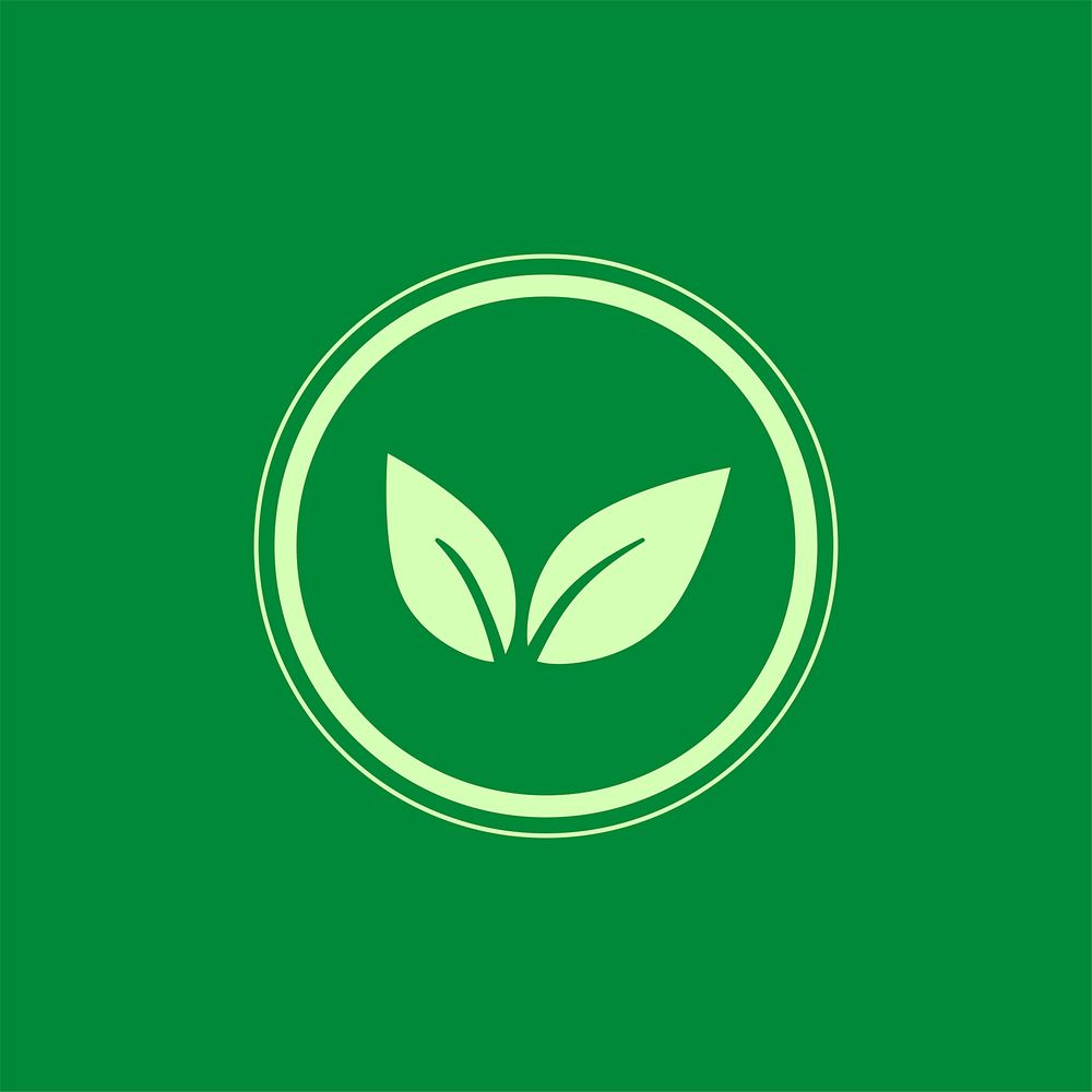 Green vegan logo vector in a circle