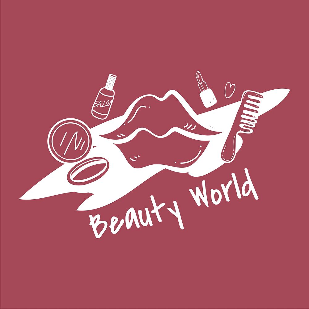Beauty world makeup shop logo vector