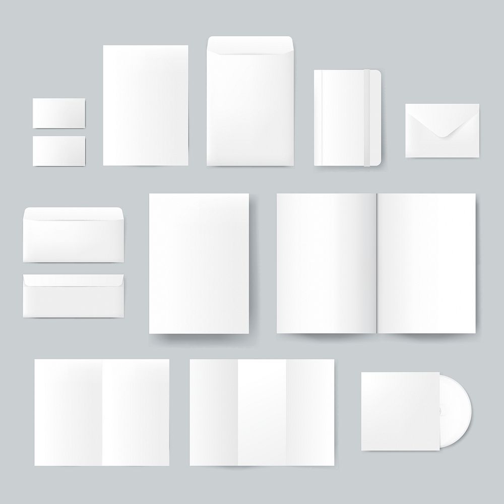Set of stationery designs mockup vector