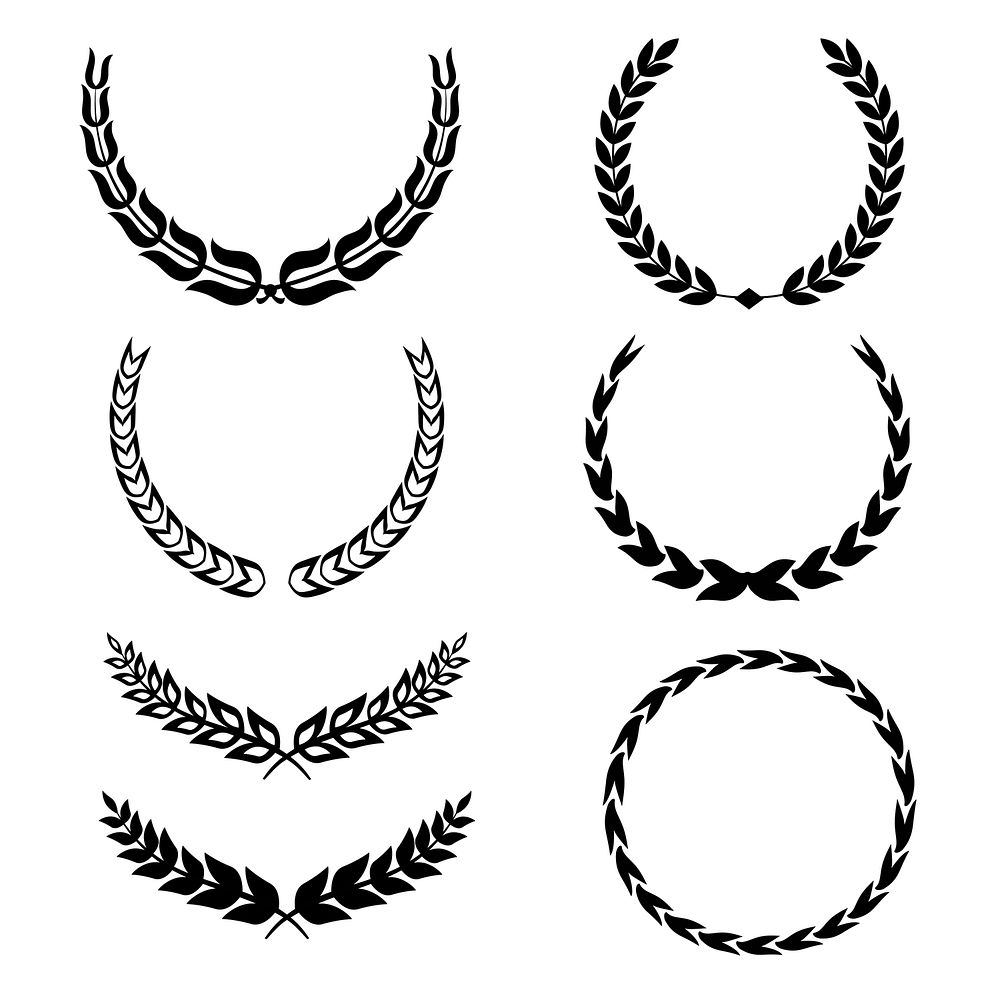 Set of laurel wreath illustration vectors