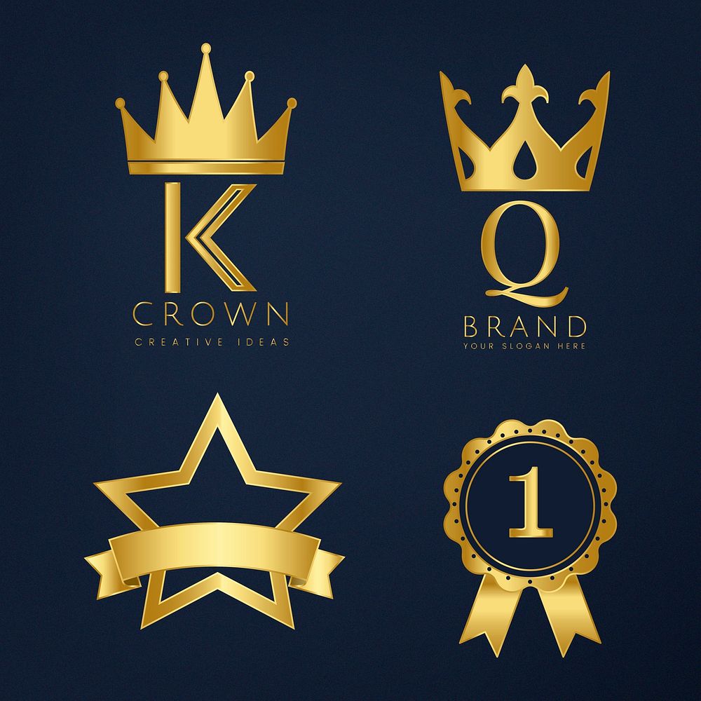 Set of golden logo vectors