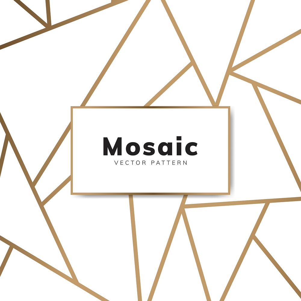 Modern mosaic wallpaper in white and gold