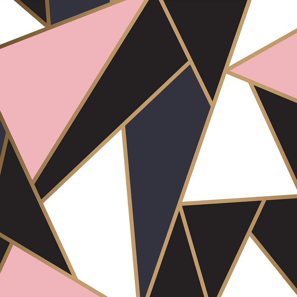Modern mosaic wallpaper in rose gold, gold, and black
