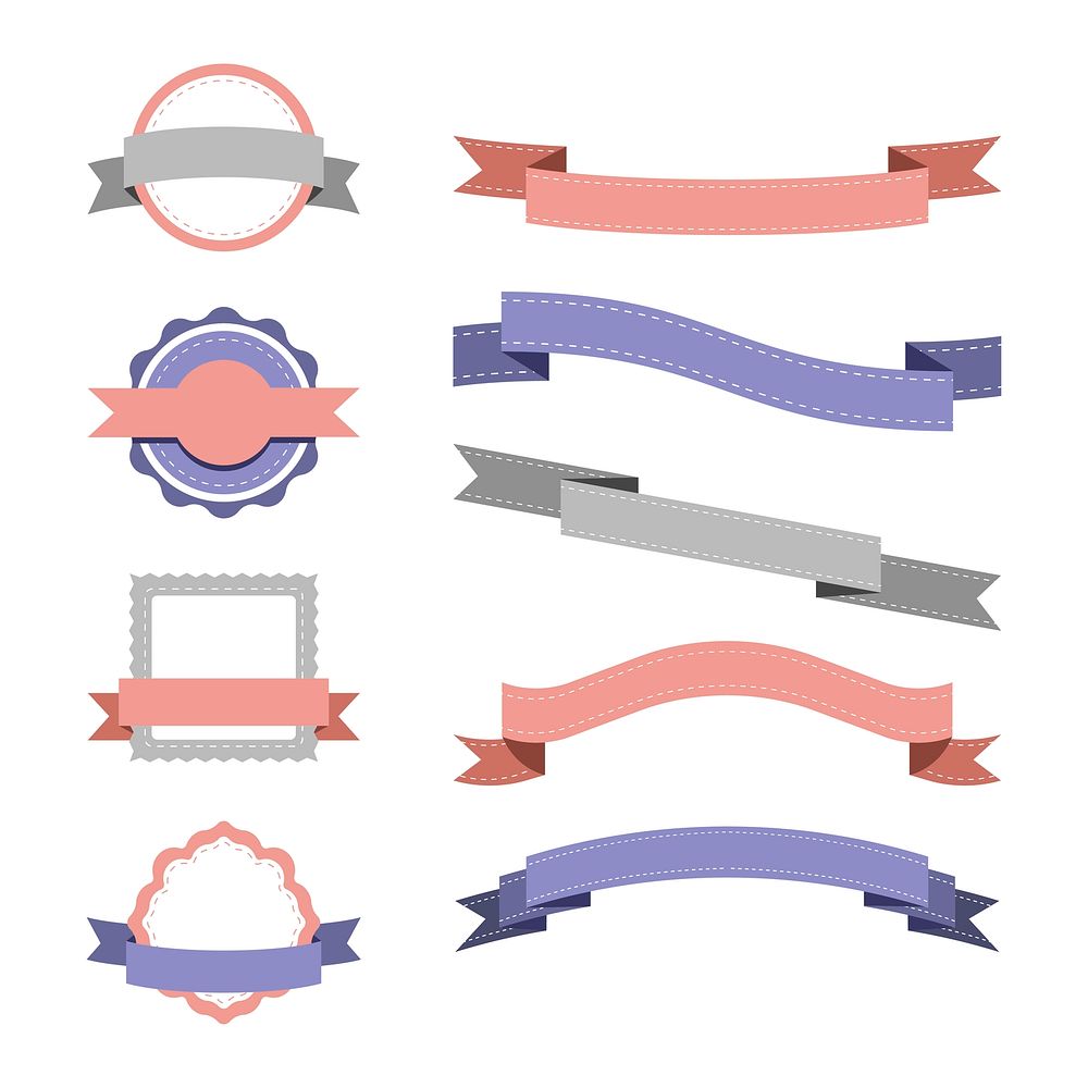 Set of pastel badge design vectors