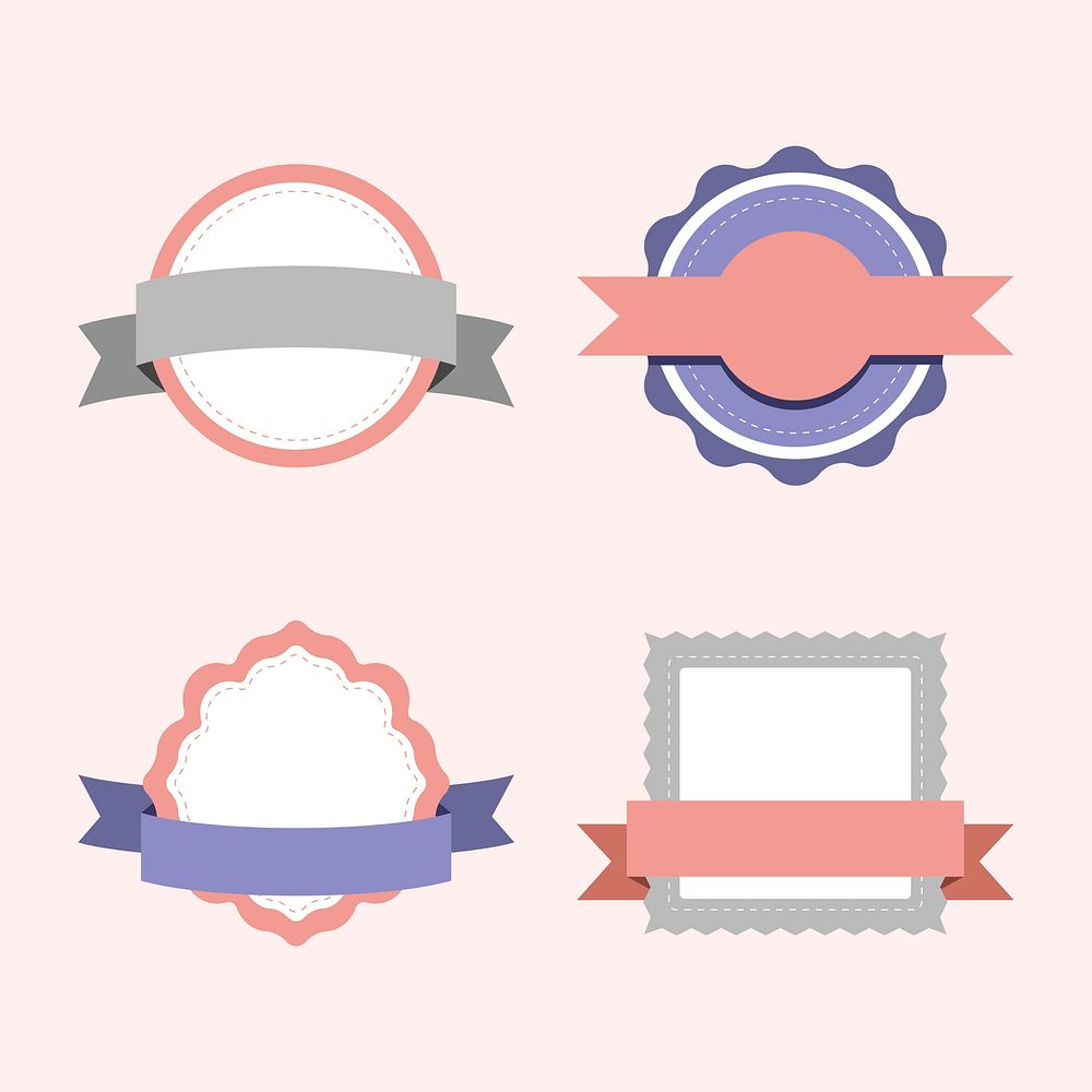 Set of pastel badge design vectors