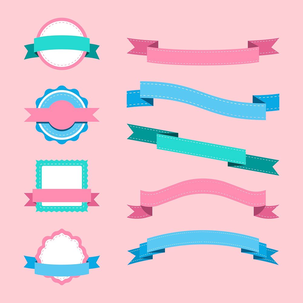 Set of pastel badge design vectors