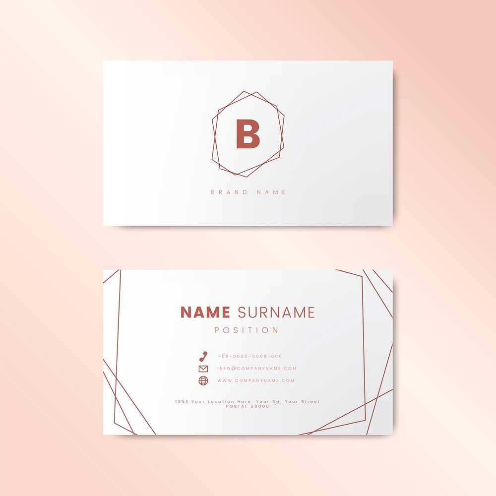 Minimal business card design with geometric shapes