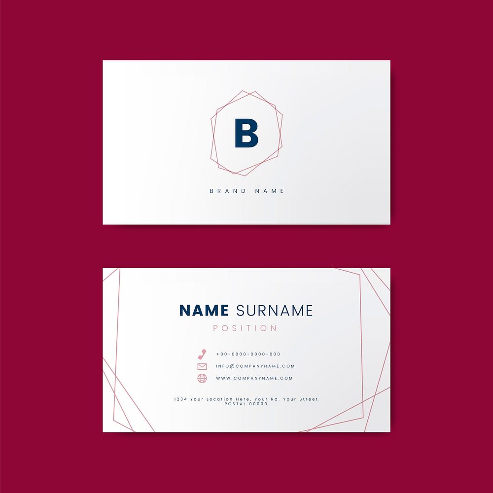 Minimal business card design with geometric shapes