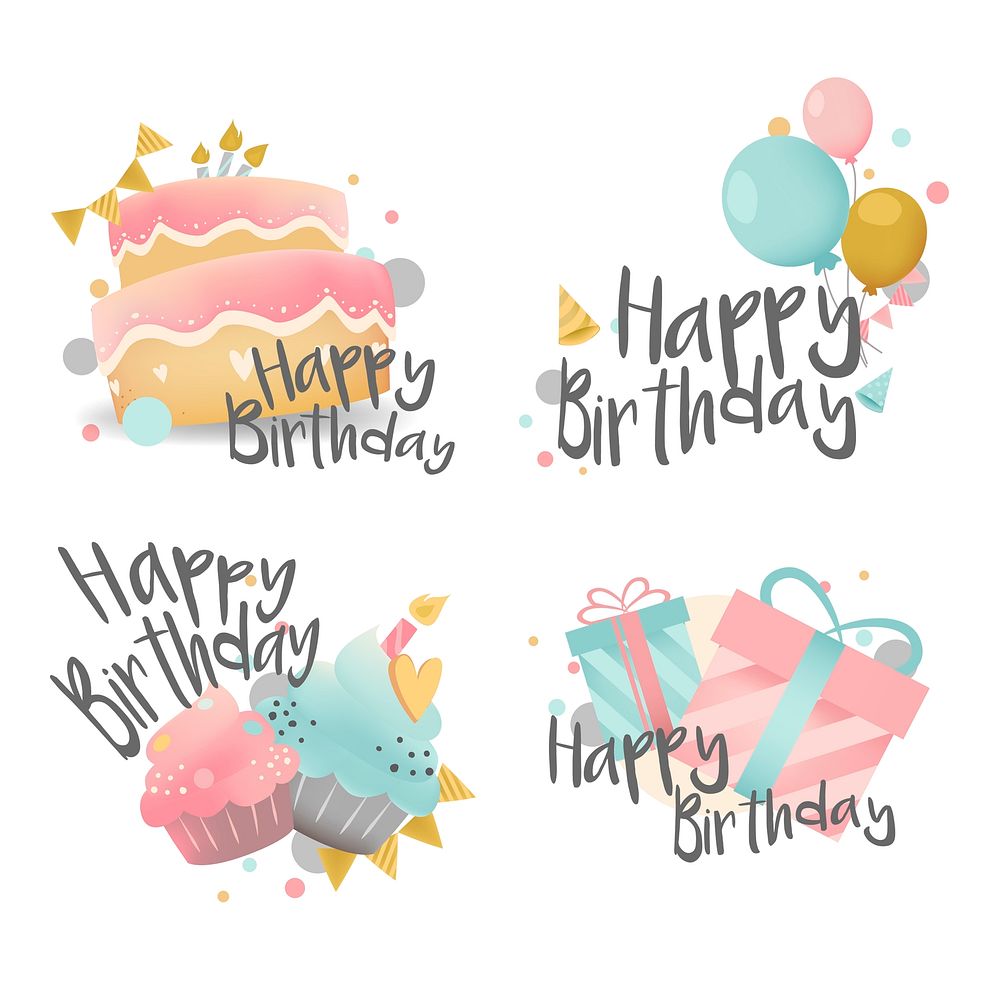 Set of birthday wishes design vector
