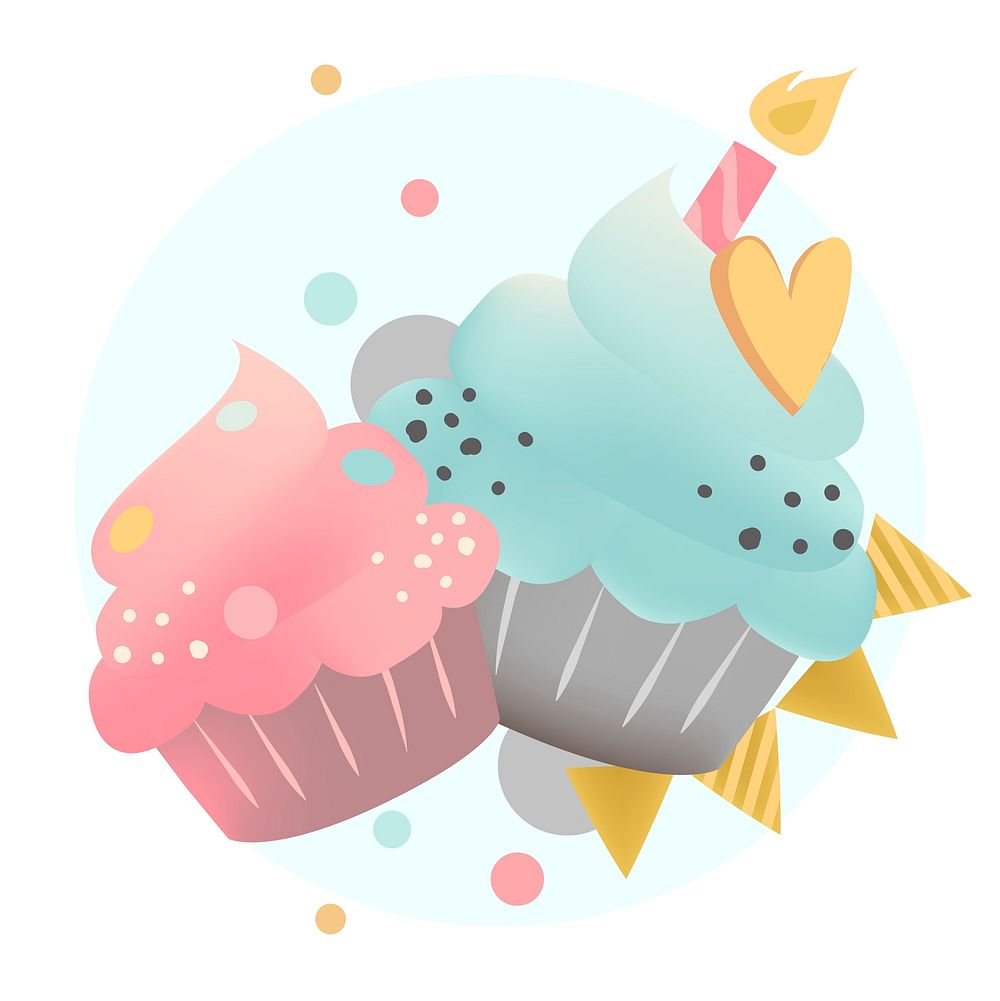 Colorful cupcake vector with a candle