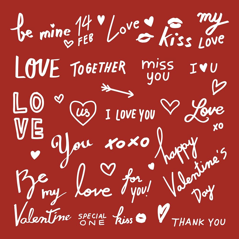 Valentine&rsquo;s day greeting stickers psd cute card decorations collection