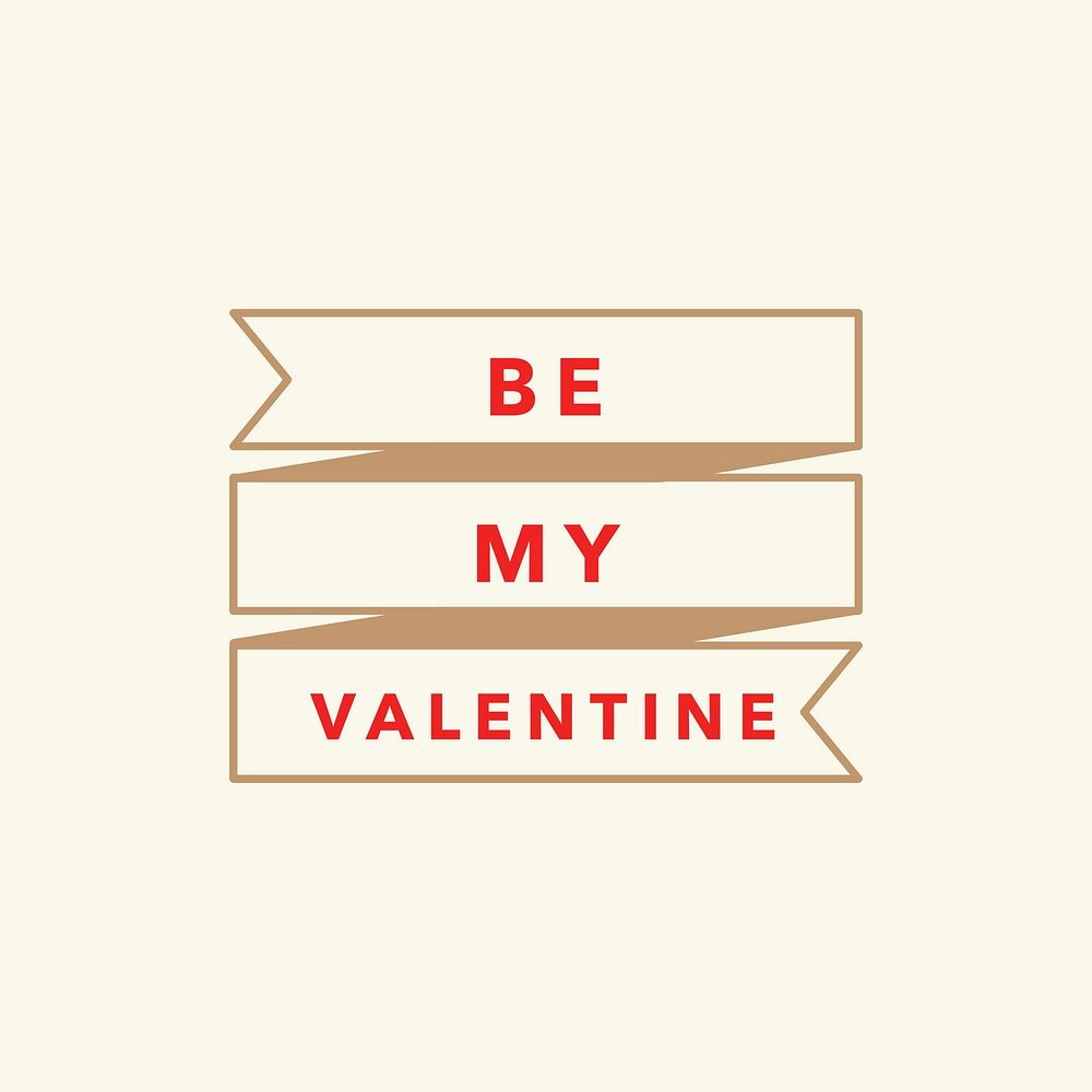 Be My Valentine psd Valentine&rsquo;s day greeting sticker