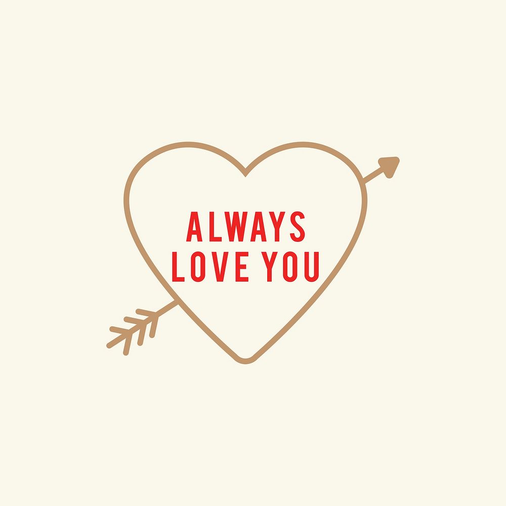 Always love you psd Valentine&rsquo;s day greeting sticker