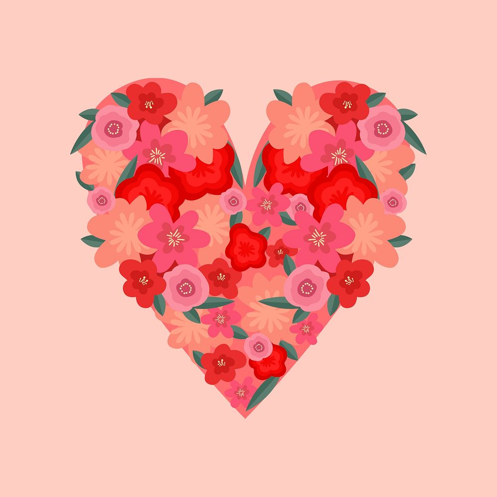 Happy Valentine&rsquo;s floral psd heart shapes for Valentine&rsquo;s day