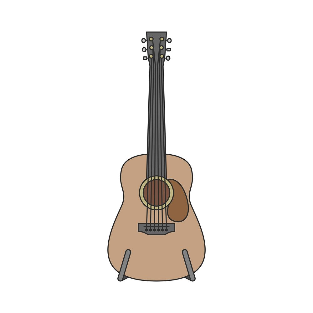 Acoustic guitar illustration isolated on white
