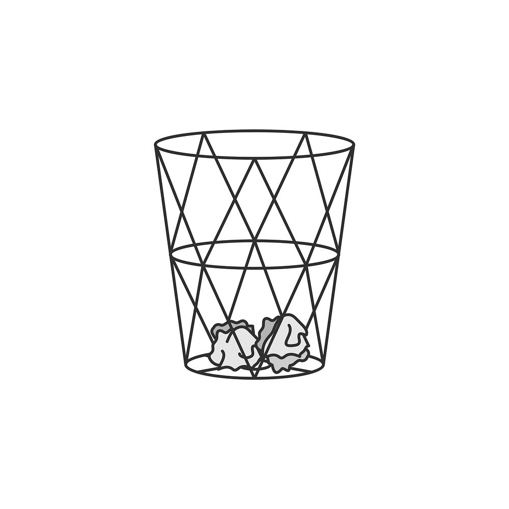 Illustration of paper bin or garbage can