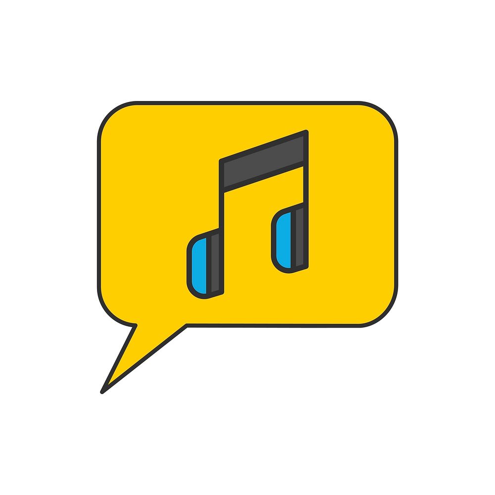 Speech bubble and musical note music discussion concept