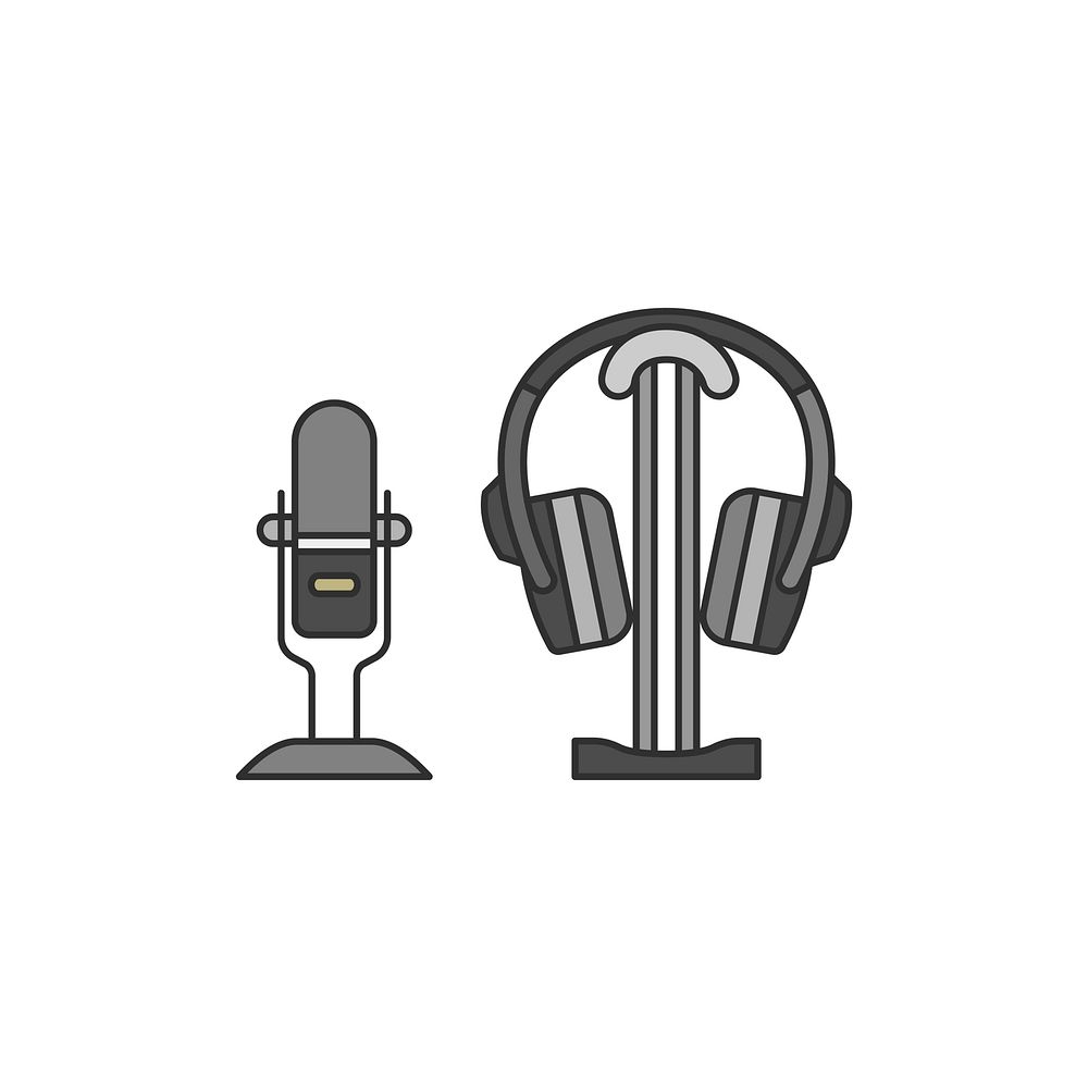 Microphone and a headphone set illustration