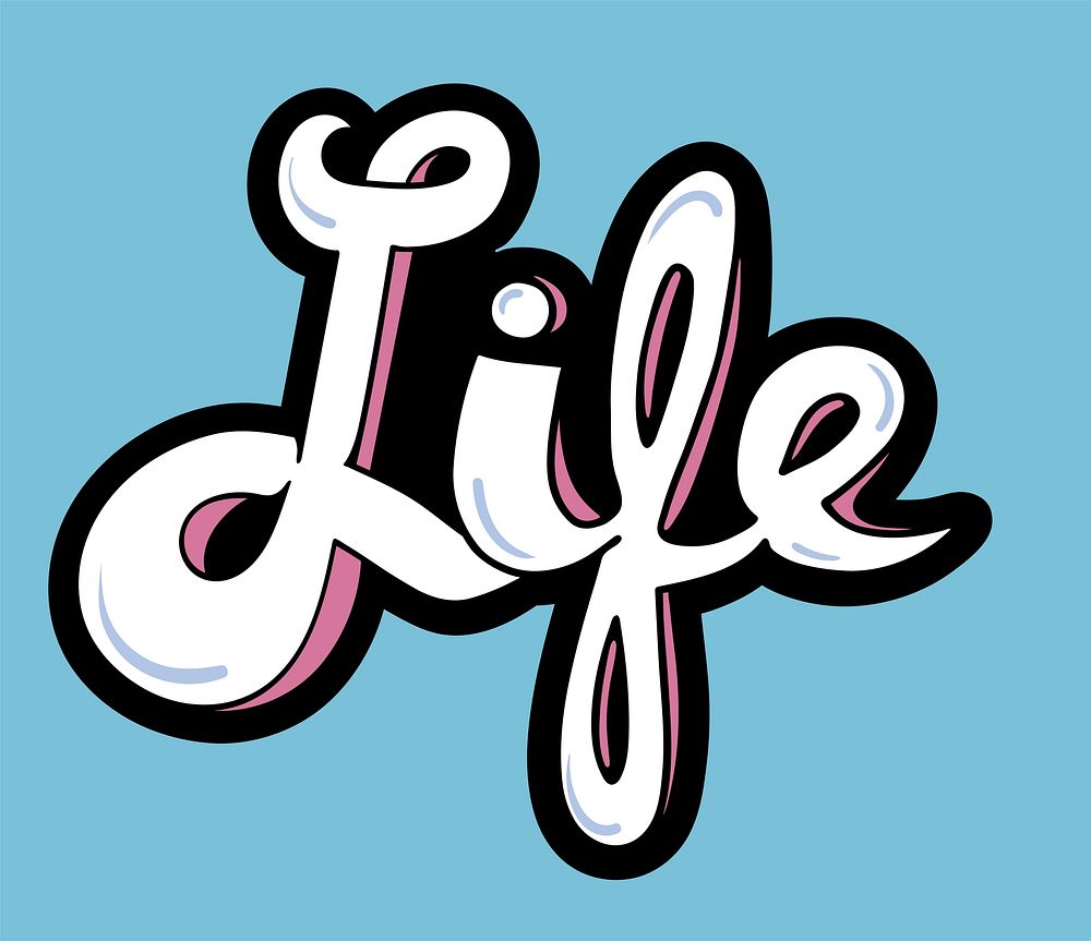 Life word typography design illustration