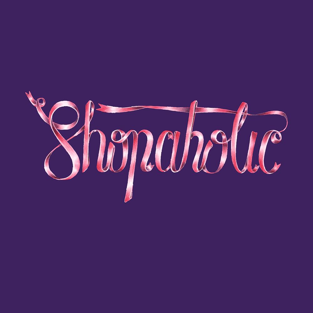Shopaholic typography design illustration
