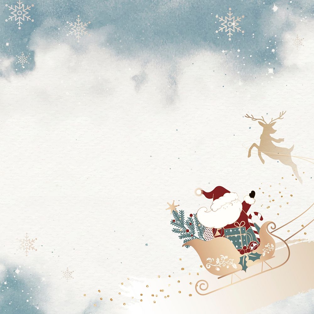 Santa Claus riding his sleigh on winter background vector