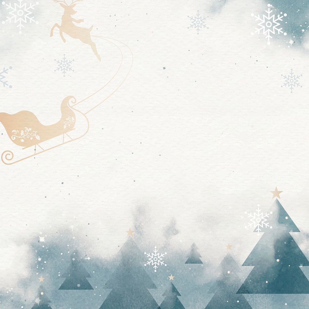 Sleigh with reindeer over winter landscape vector