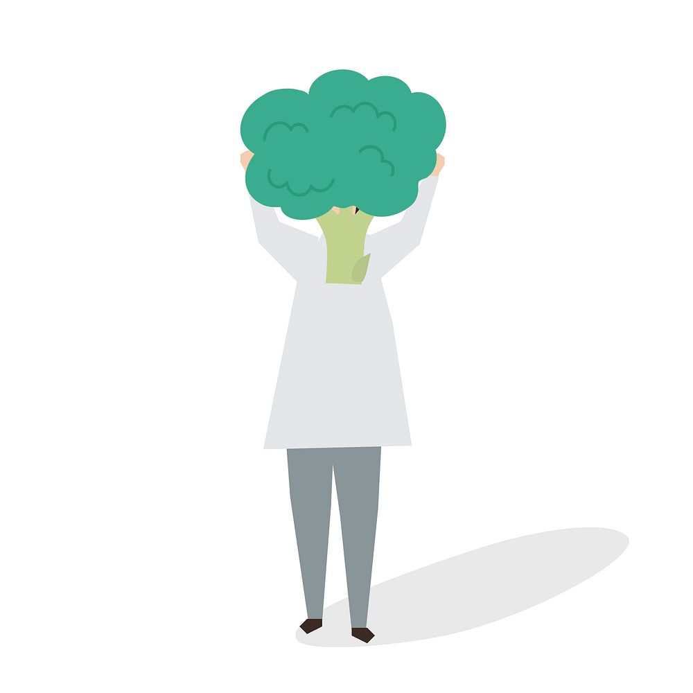 Illustration of woman with a broccoli