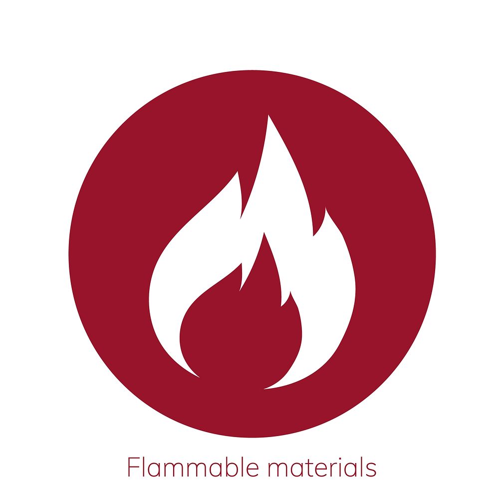 Illustration of flammable materials caution sign