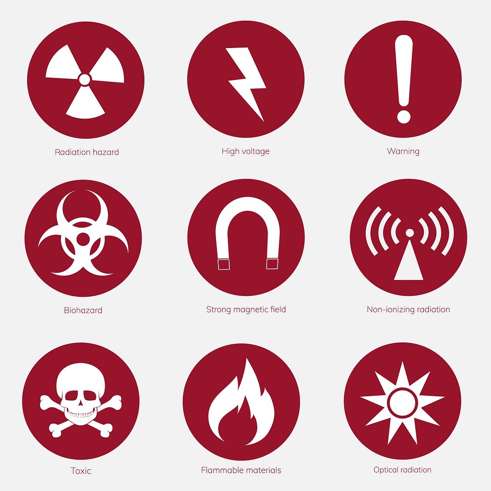 Collection of illustrated warning signs