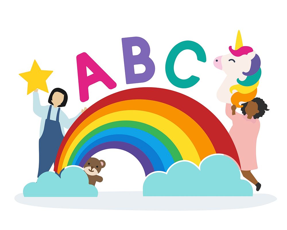 Kids with the ABC letters