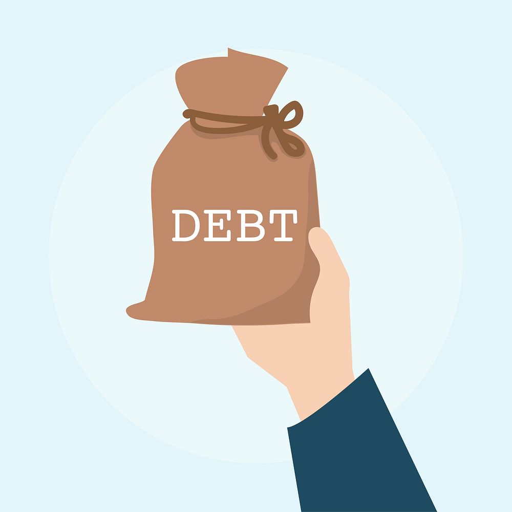 Illustration of debt financial concept